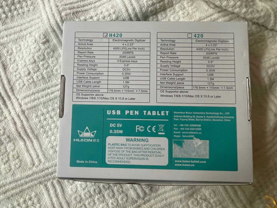 Mesa Digitalizadora Huion H420 + bolsa
