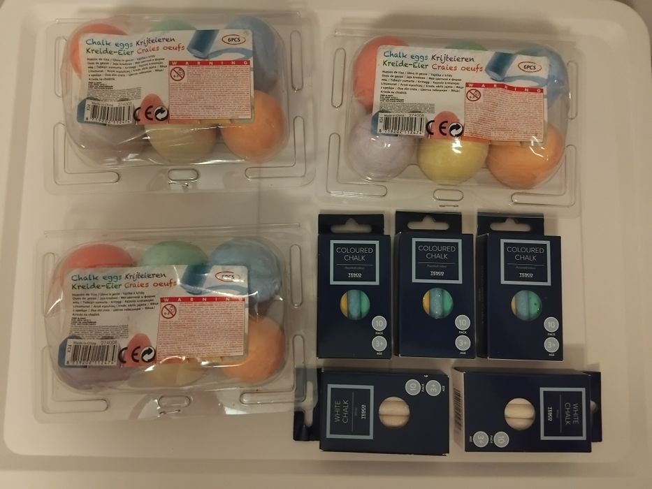 nowy zestaw jajka kredowe kreda mix kolorów i biała