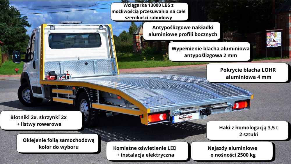 Najazd zabudowa laweta surowy Ducato Boxer Master MOTO-LUK