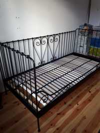 Łóżko 90x200 czarne młodzieżowe pojedyńcze metalowe Ikea meldal