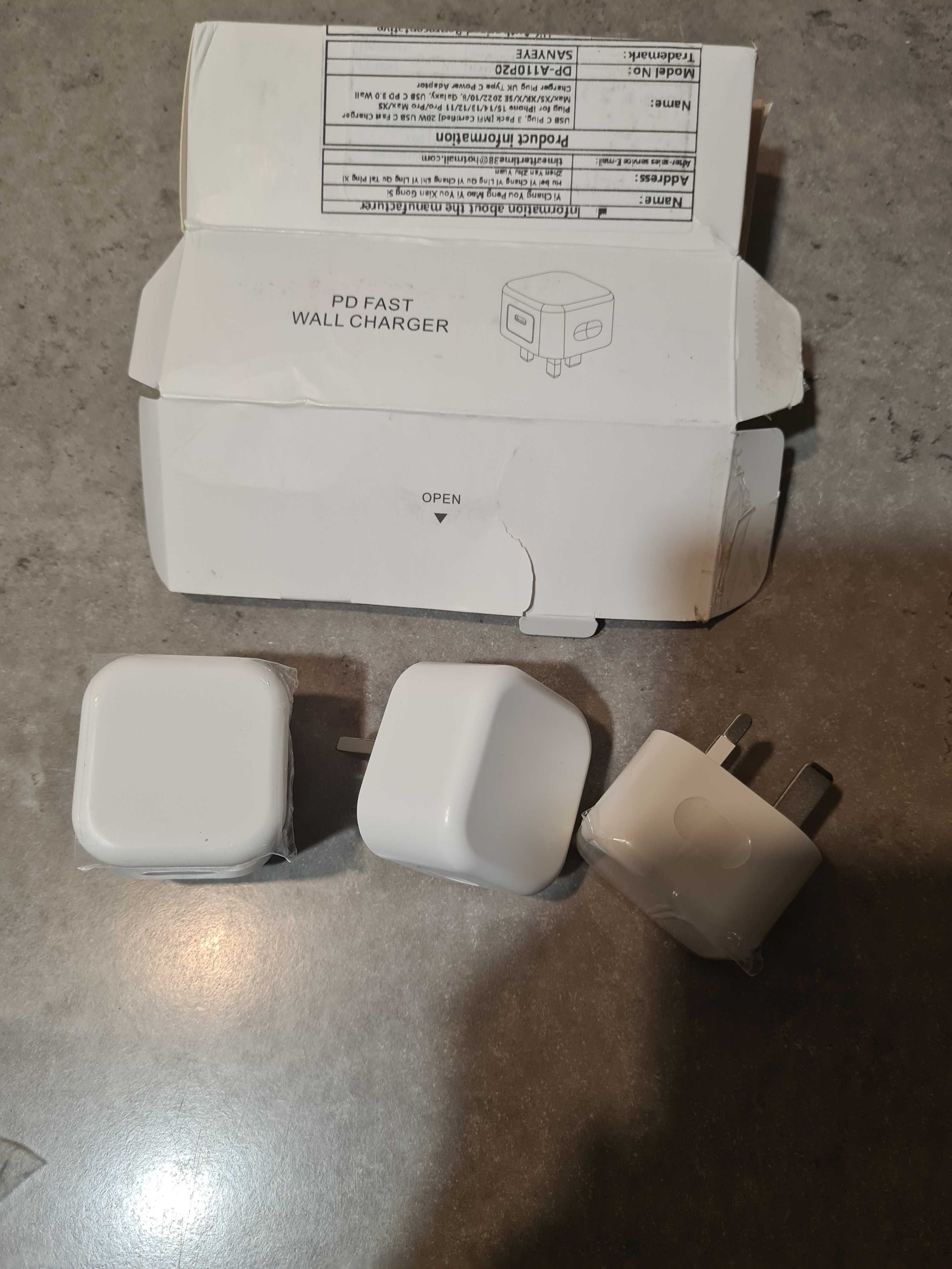 Adapter wtyczka UK brytyjska z wyjściem USB C 3 szt