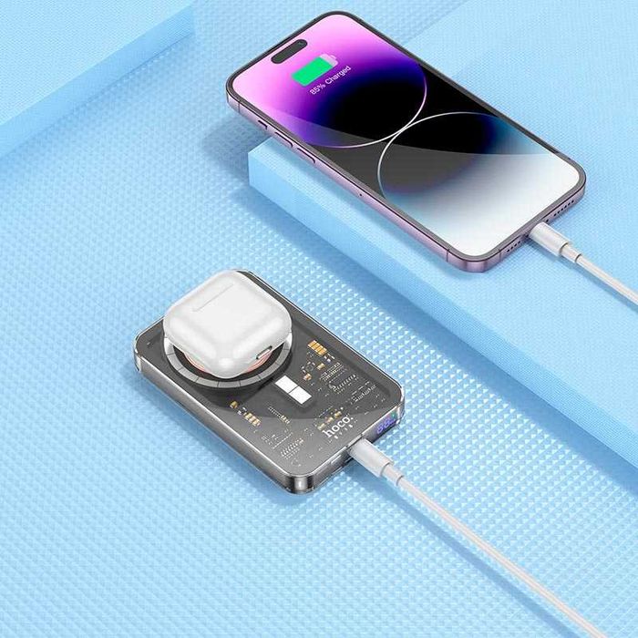 Компактный повербанк HOCO Q14 5000 mAh power bank с MagSafe для iPhone