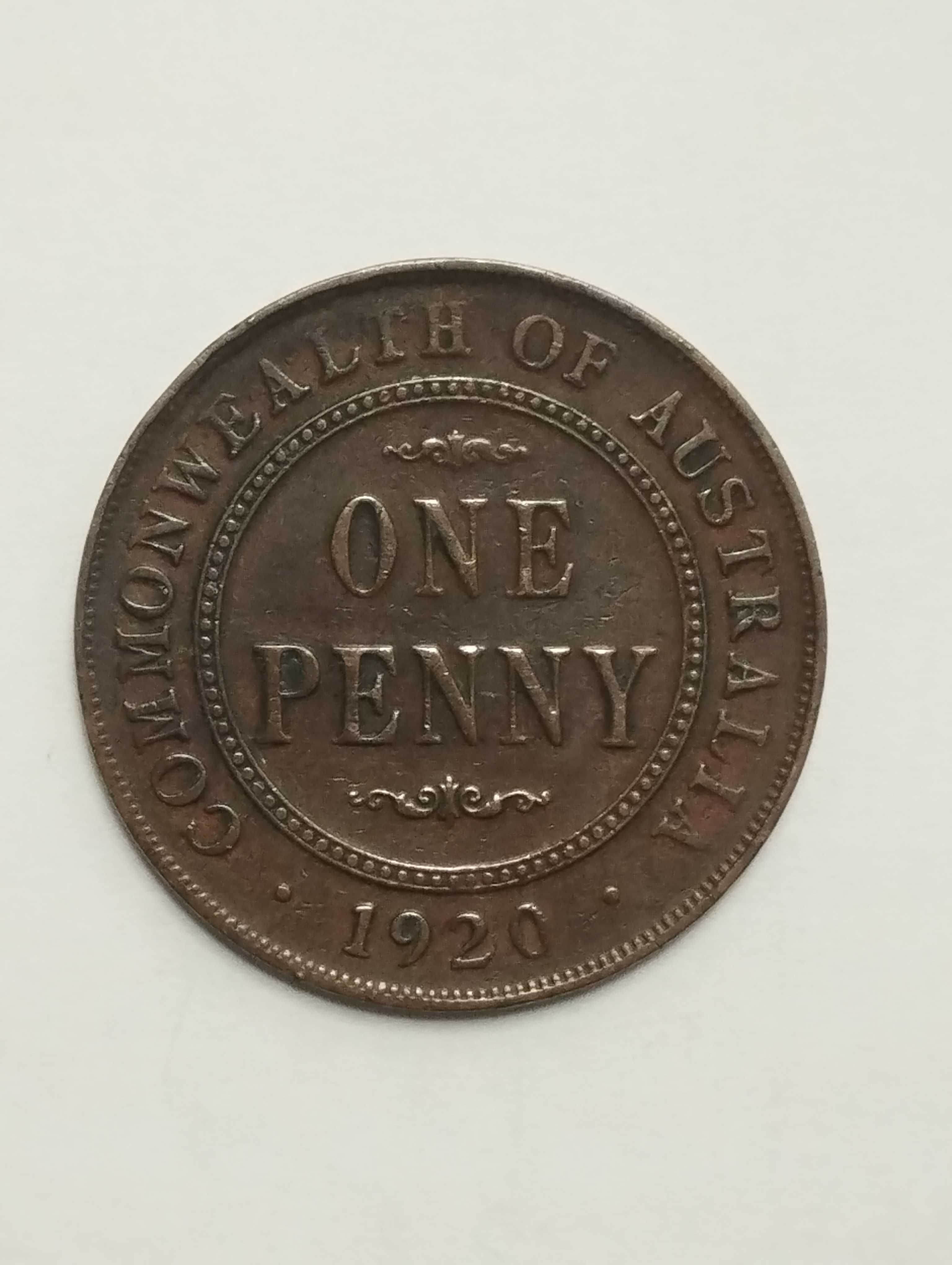 Sprzedam monetę Australia One Penny 1920r. król Jerzy V stan dobry