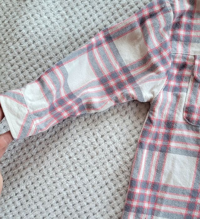 Kremowa bawełniana koszula dla dziewczynki w krate rozm. 116