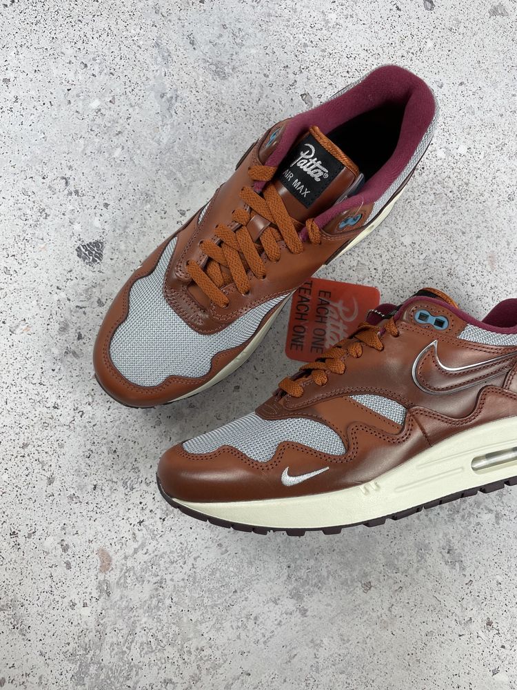 Nike air max 1 x patta dark russet чоловічі кросовки оригінал