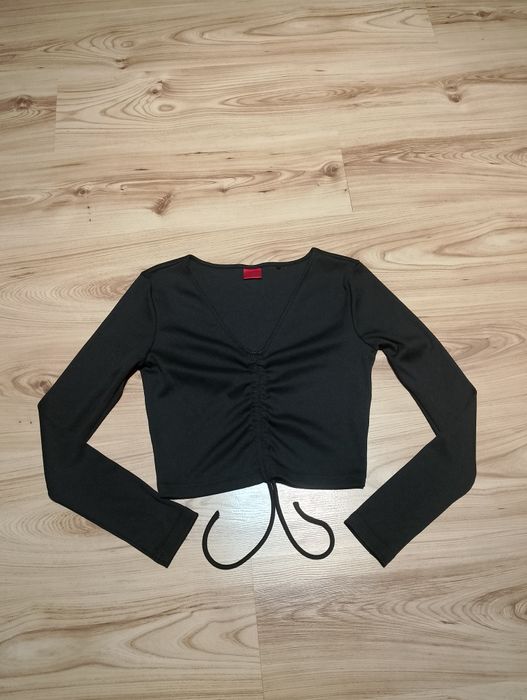 Czarna Damska Bluzka Z Długim Rękawem Hugo Boss