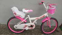 Rower dla dziewczynki 20 cali happy baby, koszyk fotelik  od 5 -9 lat