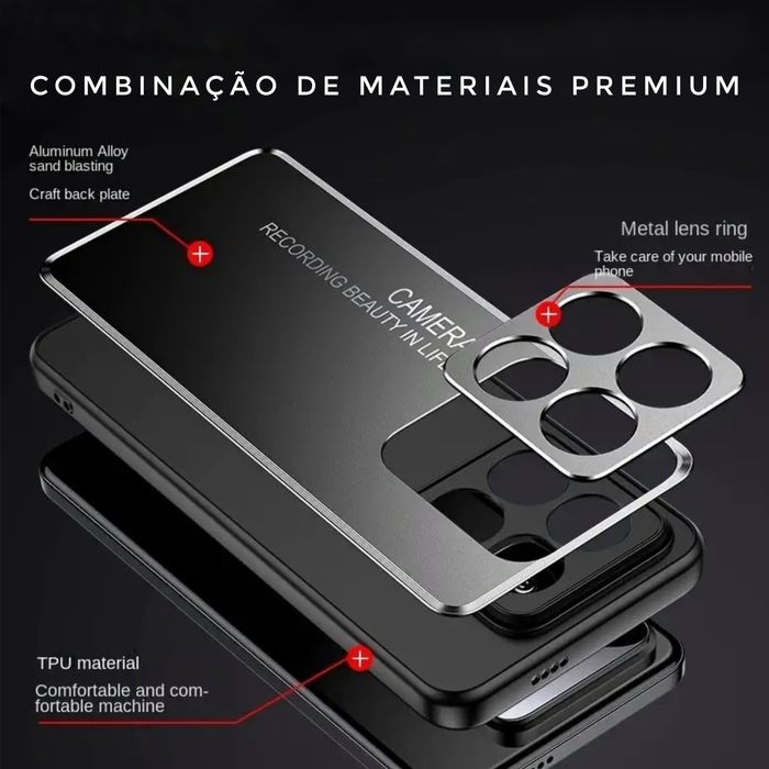 Duas Capas de Protecção Preto e Prata Baço para Telemóvel Xiaomi 14