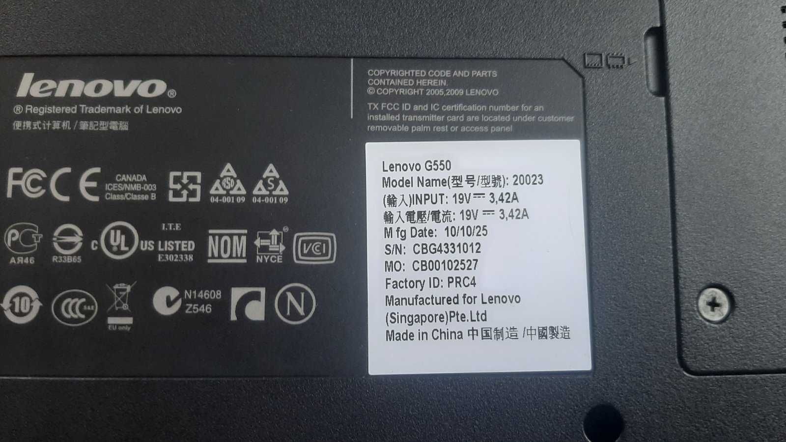 Продам ноутбук Lenovo G550