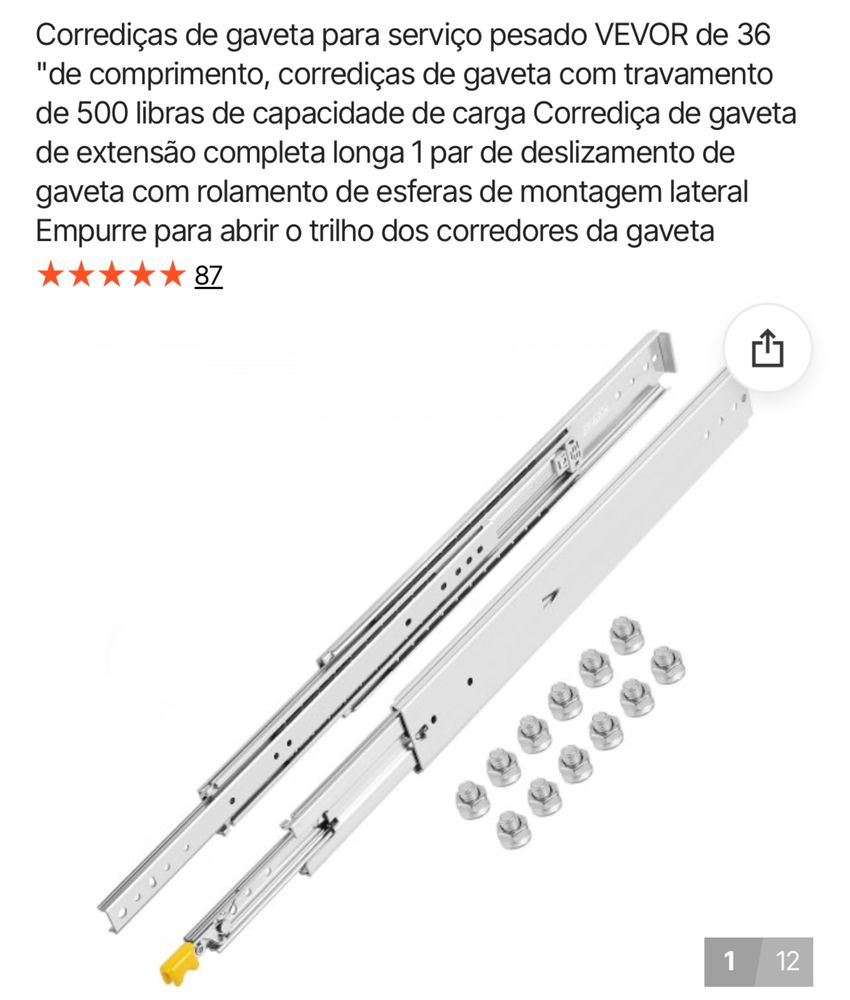 Vevor guias corrediças calhas pars gavetão heavy duty