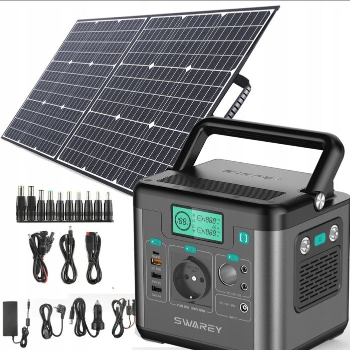 Elektrownia solarna z panelem słonecznym 100W, 222Wh PD 60W USB-C