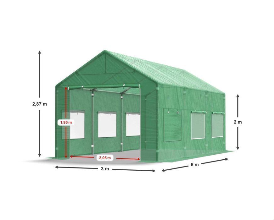Szklarnia Ogrodowa SUMMER 3x6x2m Tunel Foliowy Ogrodowy DAS