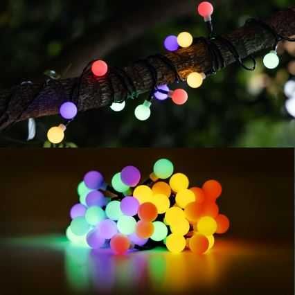 LED Solarny łańcuch ozdobny 50 kulek/8 funkcji 12m IP65 800 mAh RGB