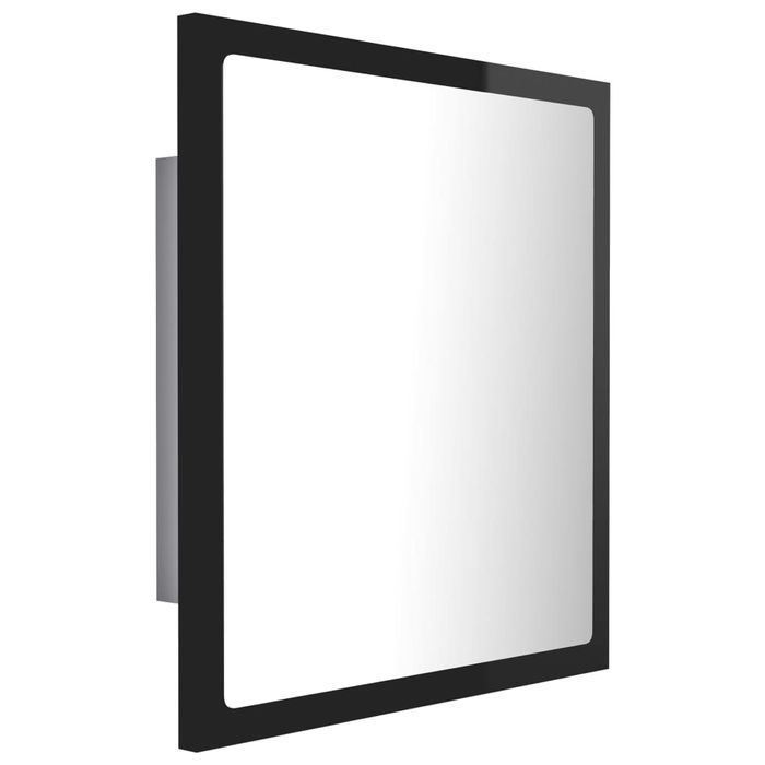 vidaXL Lustro łazienkowe LED, wysoki połysk, czarne, 40x8,5x37 cm