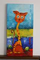 obraz olejny kot "Fatamorgana" 30x60cm Aneta Karaś 2014