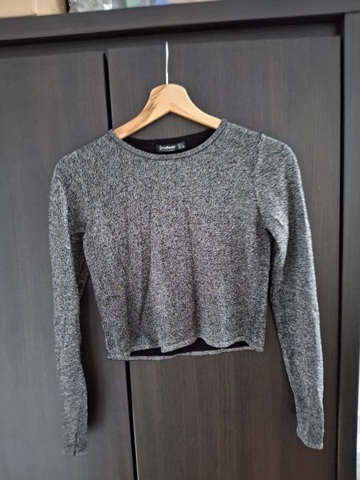 Błyszczący top stradivarius L długi rękaw