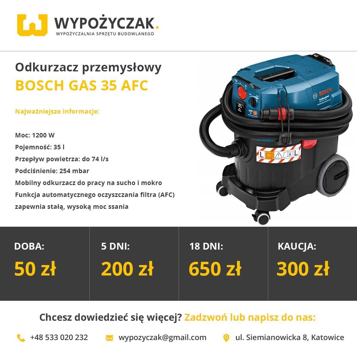 Odkurzacz przemysłowy / budowlany / do pyłu / sucho i mokro - WYNAJEM