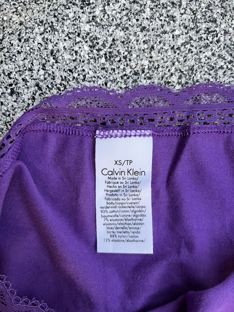 Calvin Klein nowe bawełniane majtki koronka fioletowe ck XS