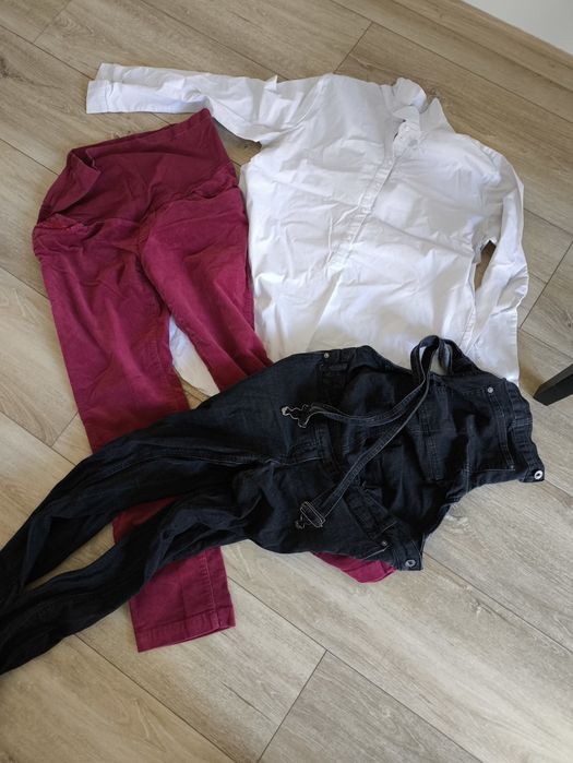 Ubrania ciążowe,ogrodniczki, spodnie,koszula cena za całość,bluzki