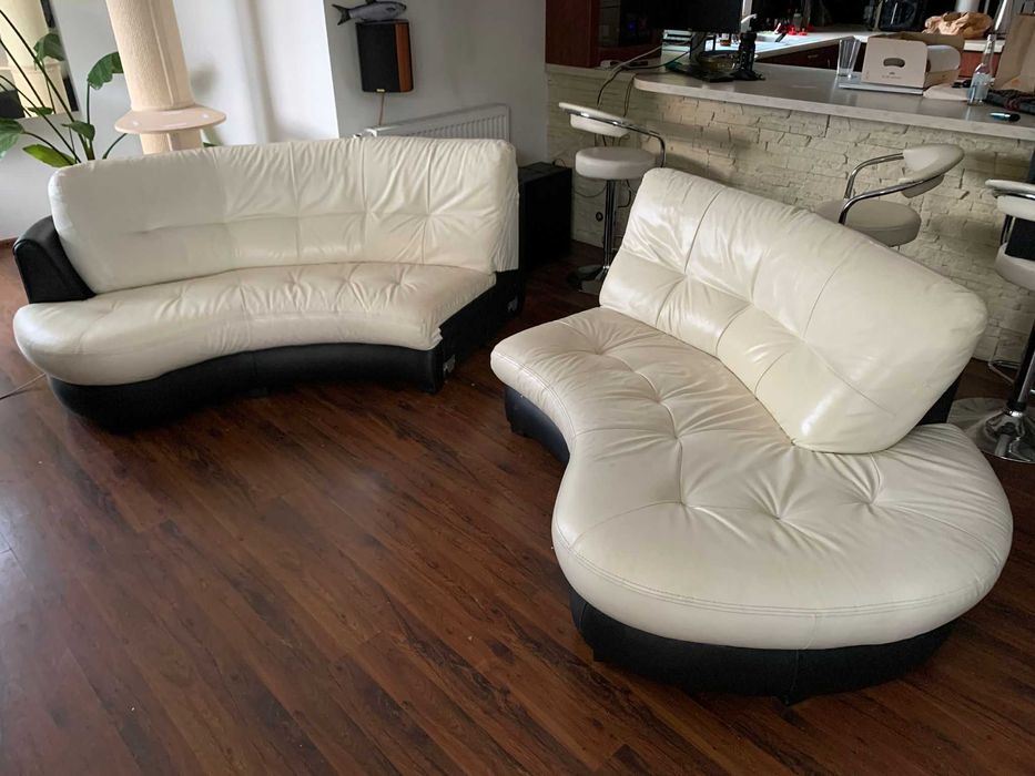 sofa bretania beżowa skóra lewostronna