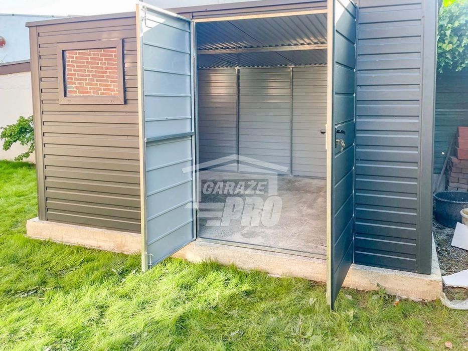 Schowek - Domek Ogrodowy 4,5x4m Brama Dwuskrzydłowa - 2x Okno GP384