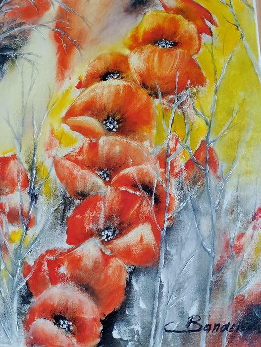 Maki ręcznie malowane na płótnie 30/40 cm