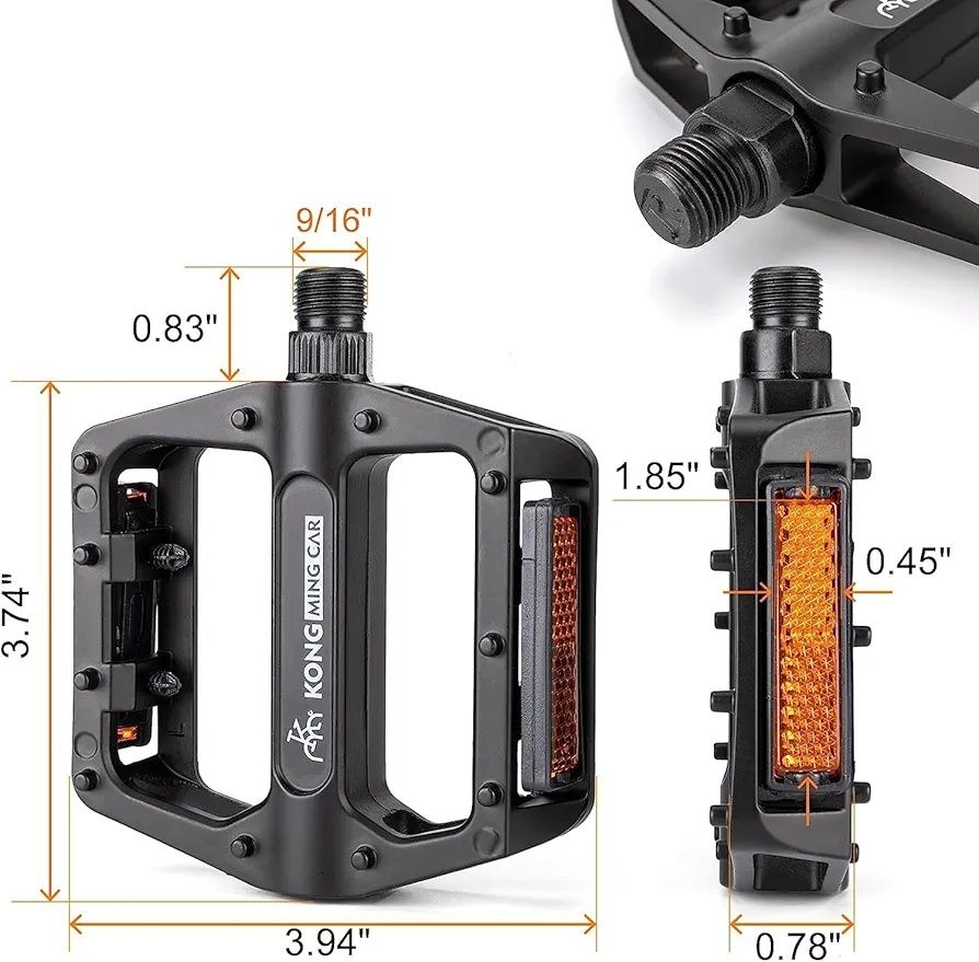 Pedały rowerowe kong ming car do mtb ko-1020 czarne aluminium odblaski