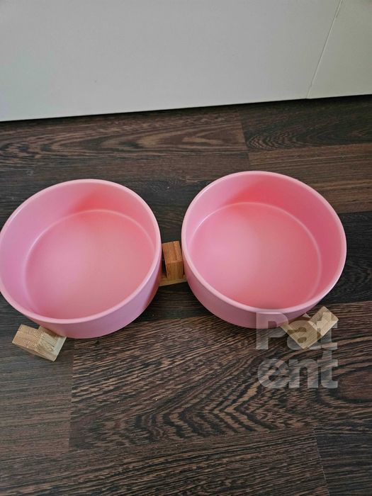 Miski ceramiczne dla psa kota zestaw 2 sztuki x 400 ml różowe