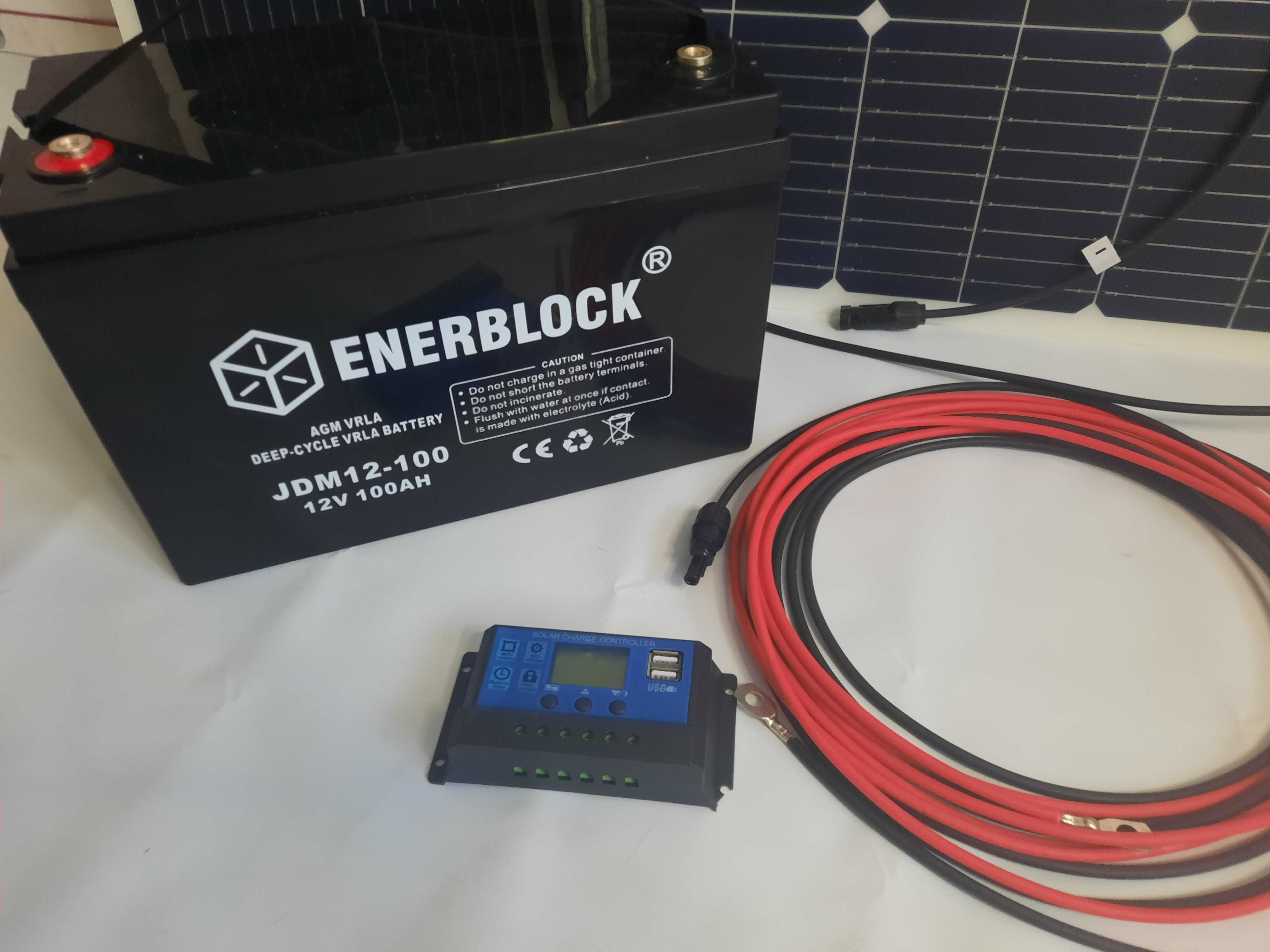 2x panel 100W akumulator Enerblock Przyczepa Kamper Altana