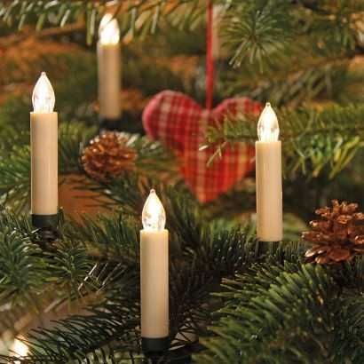 Cвічки БІЛІ ТЕПЛІ з кліпсами на ялинку 20 шт бездротові