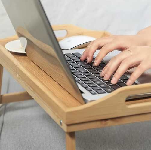 Stolik Śniadaniowy pod laptopa do łóżka TACA BAMBUSOWA DREWNIANA