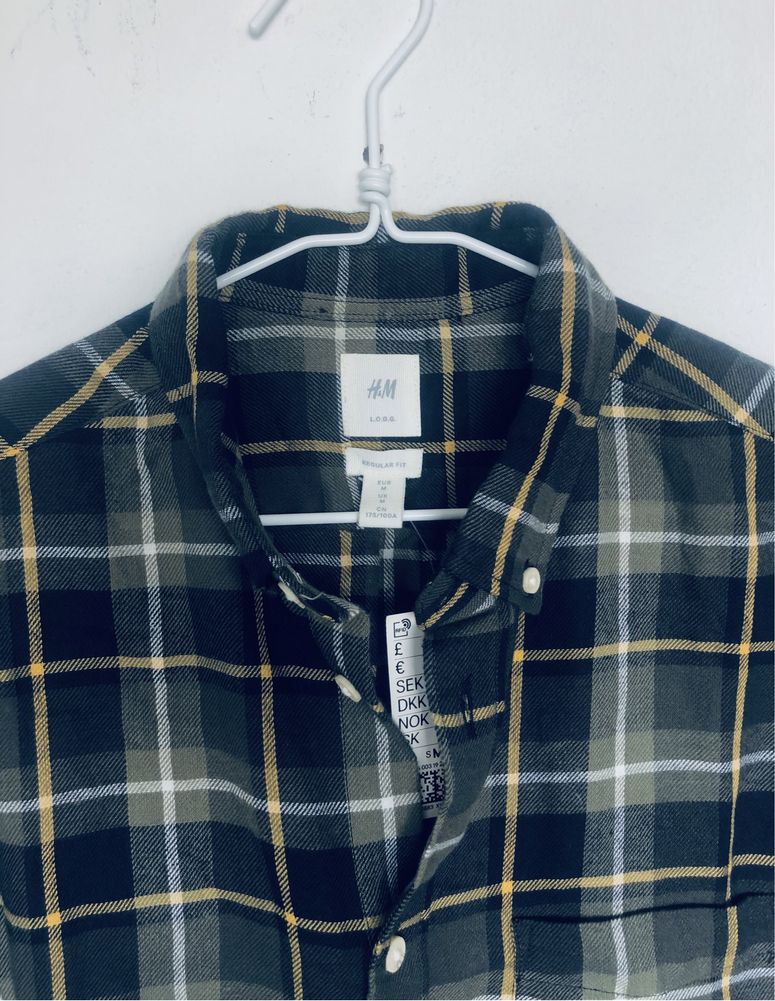H&M koszula w kratę regular fit L M logg rock grunge