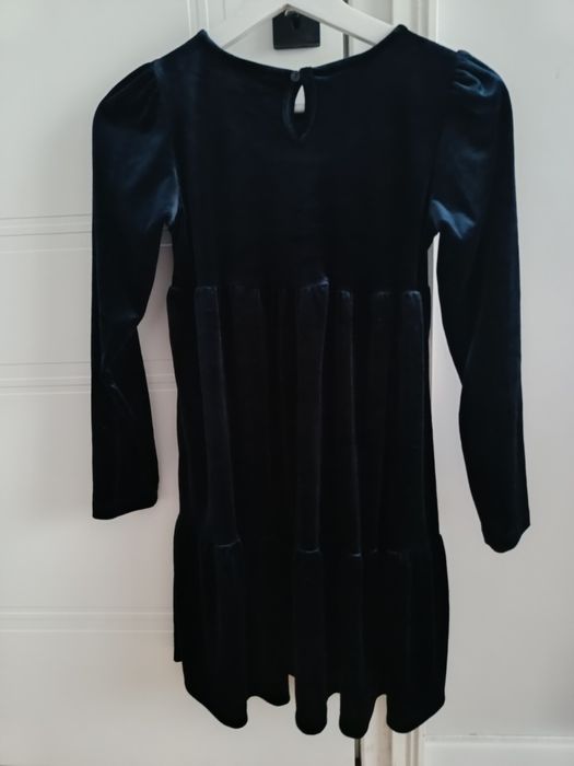 Granatowa, welurowa sukienka wizytowa święta