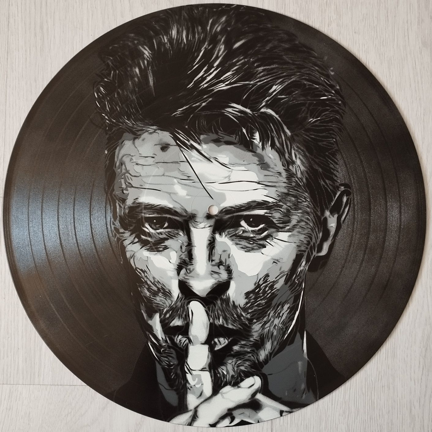 David Bowie pintura em disco de vinil
