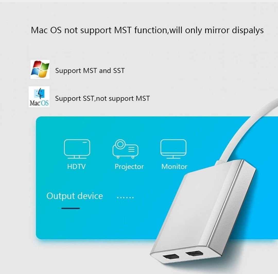 Przełącznik Adapter DISPLAY na HDMI 2 monitory