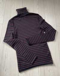 Cienki sweter bluzka z golfem w paski wiskoza wiskozowa dopasowany S