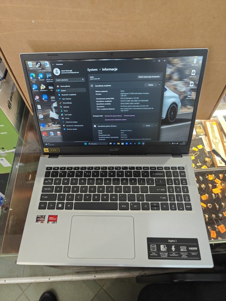Laptop ACER Aspire 3 A315-24P-R7V1 15.6 R5 8/512GB..Jak nowY.PAT-KOM