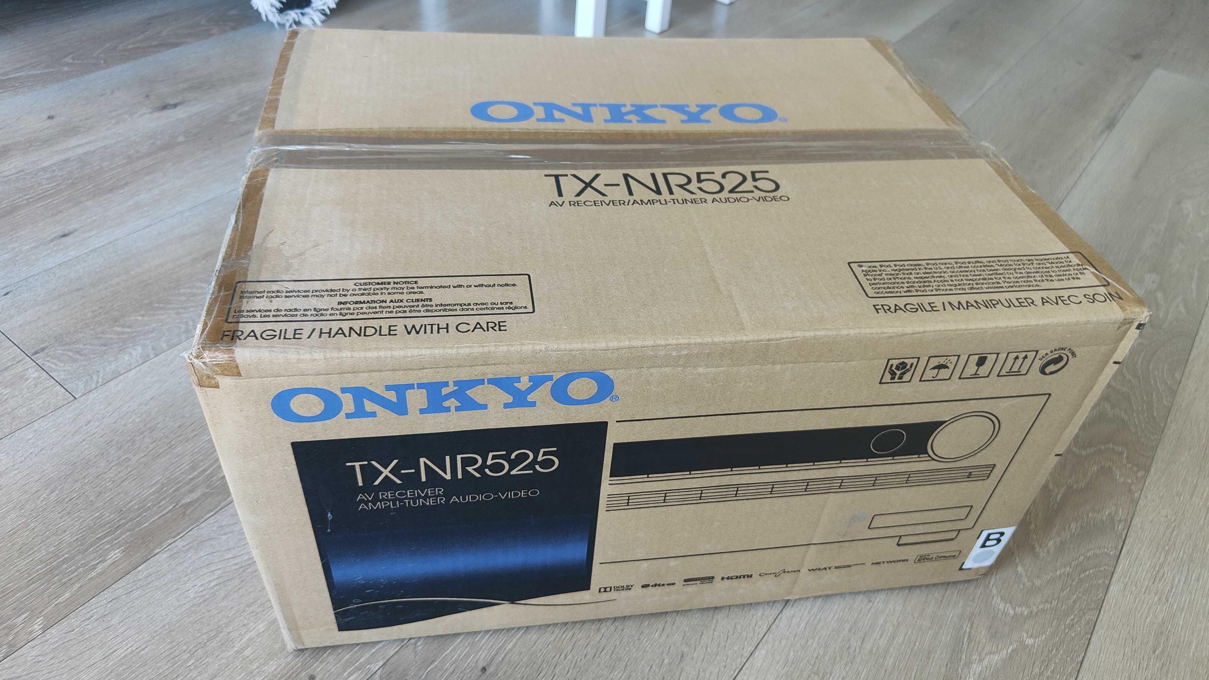 Amplituner Onkyo TX-NR525 kompletny, nowszy procesor DSP bez wady