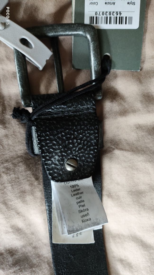 Camel Active czarny skórzany pasek szerokosci 4 cm rozm XL 110 115 cm
