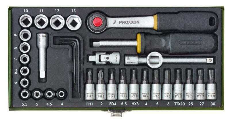 Zestaw kluczy nasadowych 1-13mm z grzechotką 1/4'' Torx PH 36el Proxon