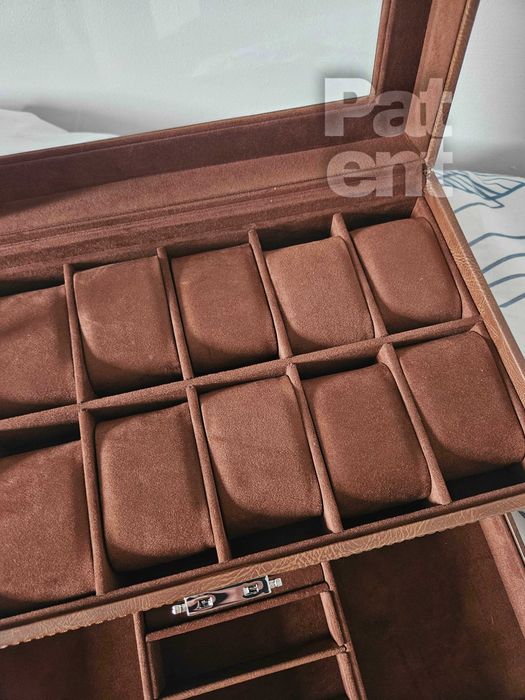 Brązowa szkatułka na biżuterię zegarki bransoletki na prezent duża