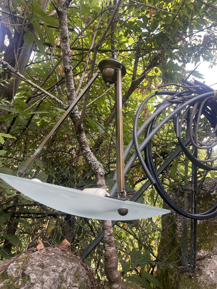 Candeeiro de teto sala jantar em cobre e vidro