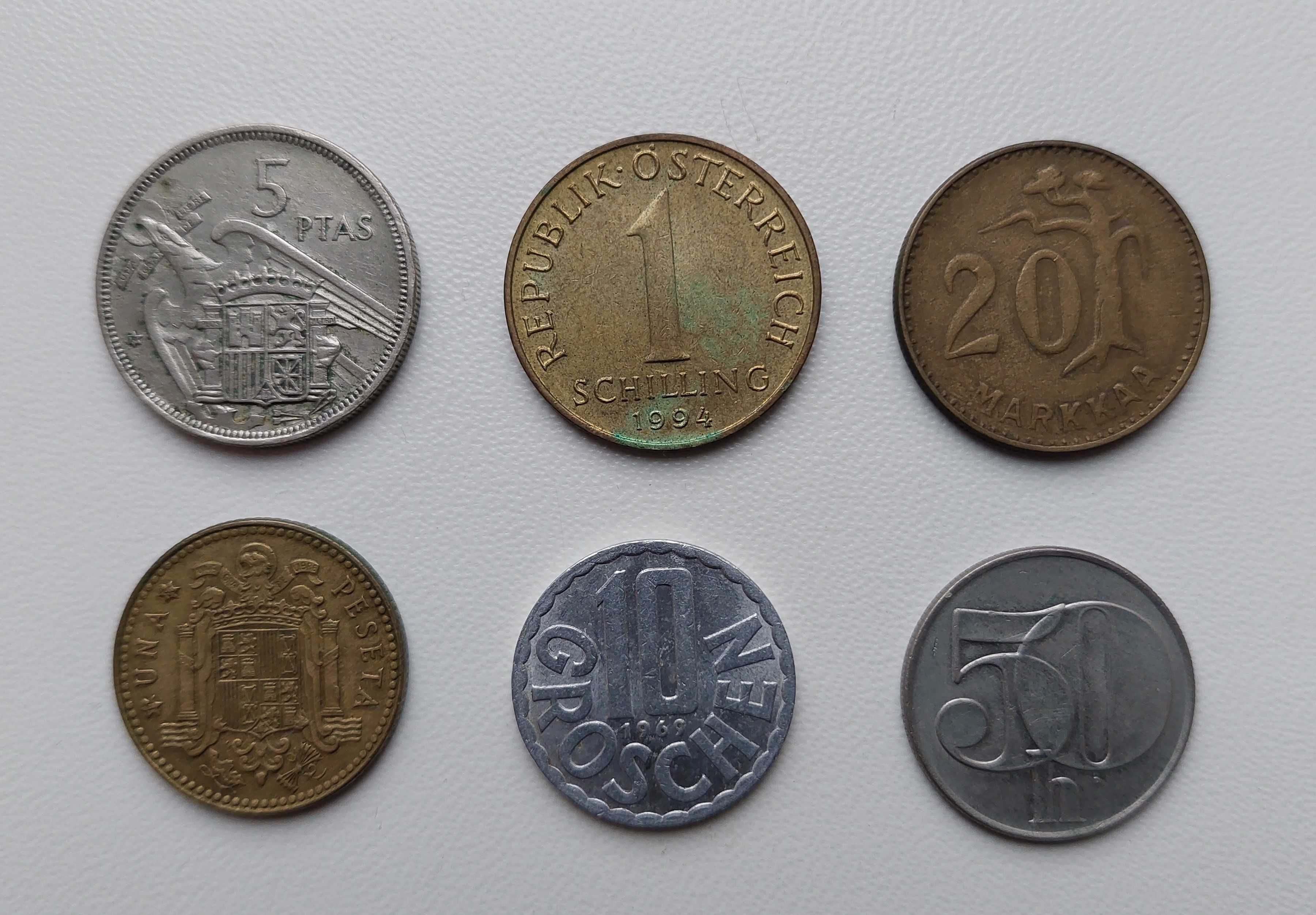 Набор монет Испания, Австрия, Финляндия, Чехословакия