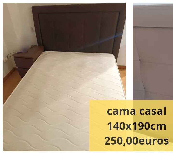 Cama de casal com cabeceira estofada