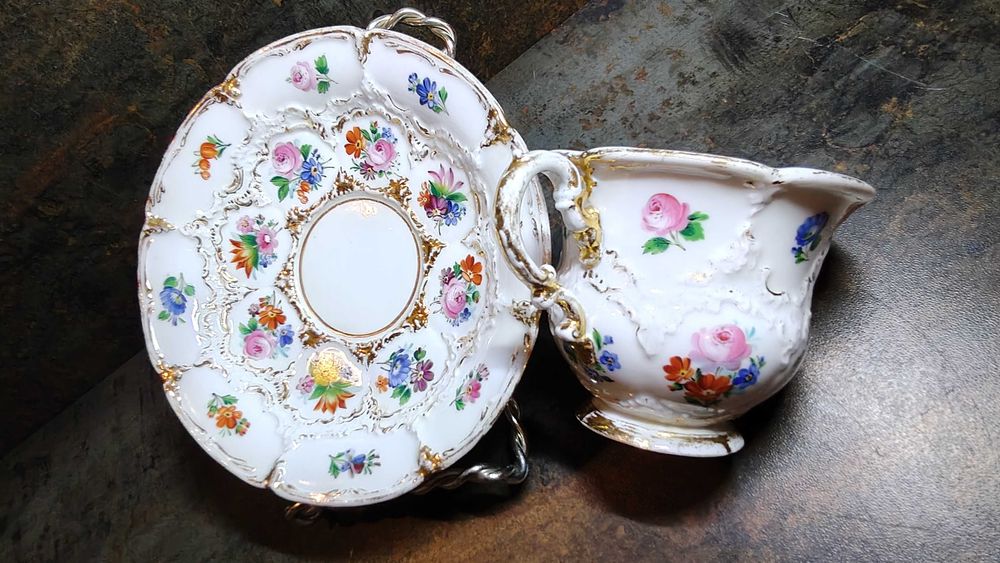 Porcelana Miśnia (Meissen), filiżanka, spodek, vintage