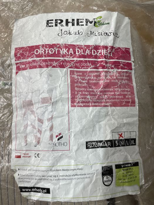 Aparat derotujący pasy derotujące kończynę dla dziecka