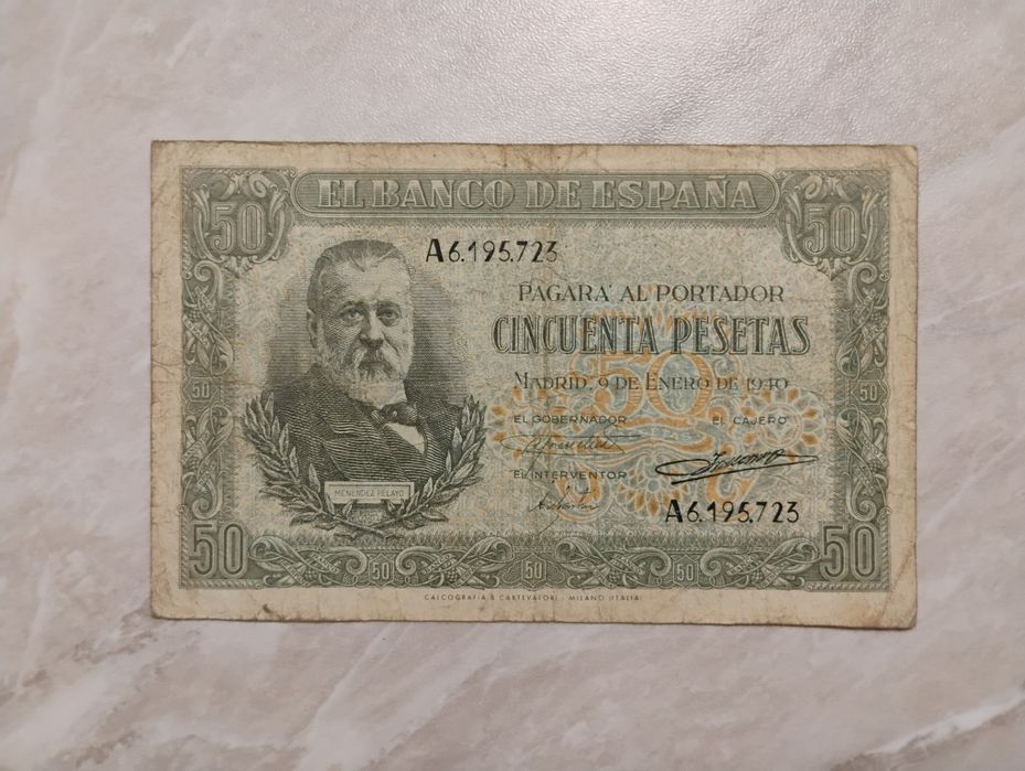 Banknot Hiszpania - 50 peset z 1940 r. ser. A