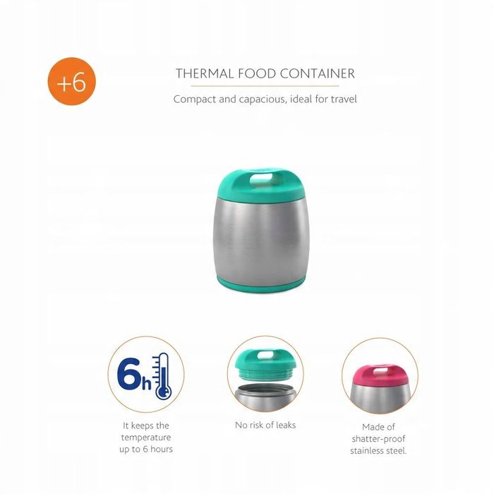 Chicco termos 0,35 l – kompaktowy, szczelny, na ciepły obiad w podróży