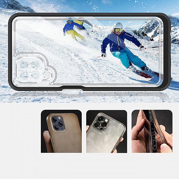 Clear 3in1 etui do Samsung Galaxy A22/4G żelowy pokrowiec z ramką czar