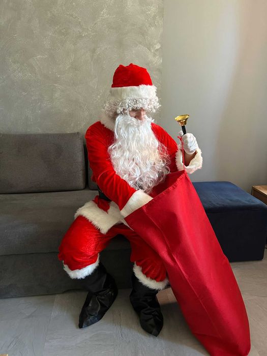 Profesjonalny Strój Mikołaja Gwiazdora Kostium Welurowy Zestaw 13 el